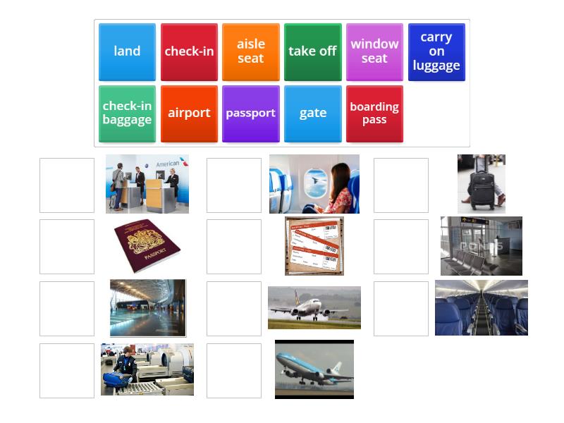 Match the words and pictures - airport vocabulary - Match up