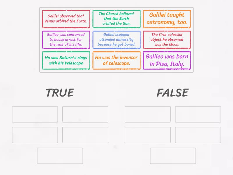 GALILEO GALILEI - FREESCHOOL VIDEOS - ST CLASS - Group sort