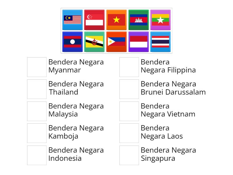 BENDERA NEGARA - NEGARA ASEAN - Match up