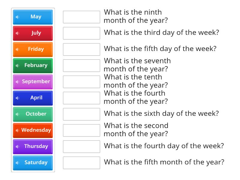 REVISION OF ORDINAL NUMBERS, MONTHS OF THE YEAR AND DAYS OF THE WEEK (2 ...