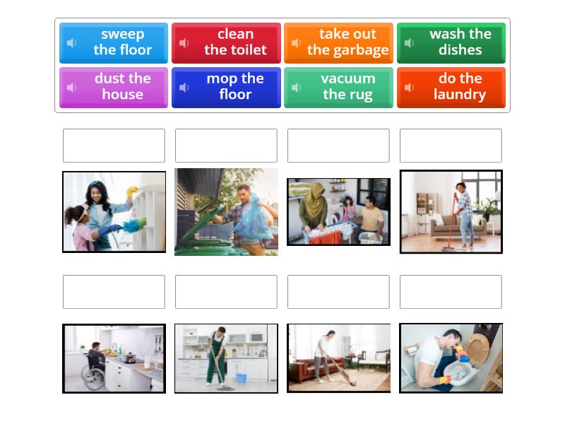 View of Cleaning Phrases - Match up