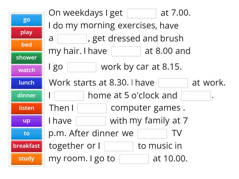 My daily routine - Complete the sentence