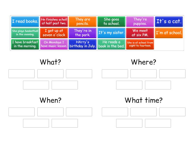GG 1 U7.3 question words. - Group sort