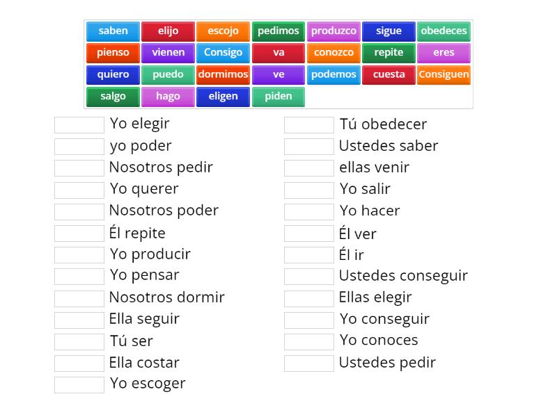 IRREGULAR PRESENT TENSE VERBS SPANISH WORKSHEET visual data 2