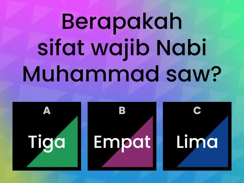 Kuiz Sirah: Sifat Wajib Nabi Muhammad Saw - Siddiq - Quiz