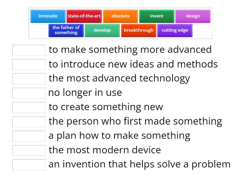 Inventions vocabulary - Match up