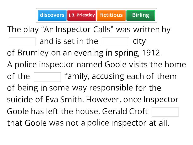 Inspector calls - Complete the sentence