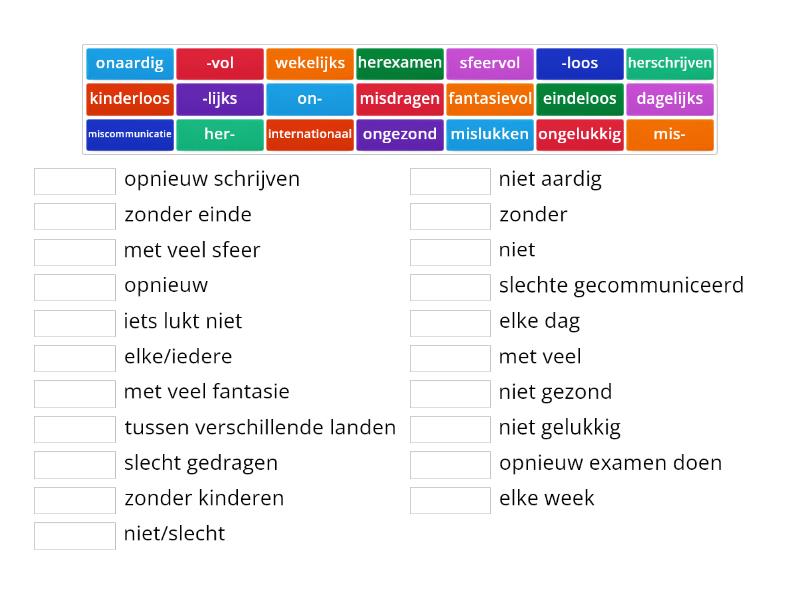 Voor- en achtervoegsels betekenis - Une las parejas