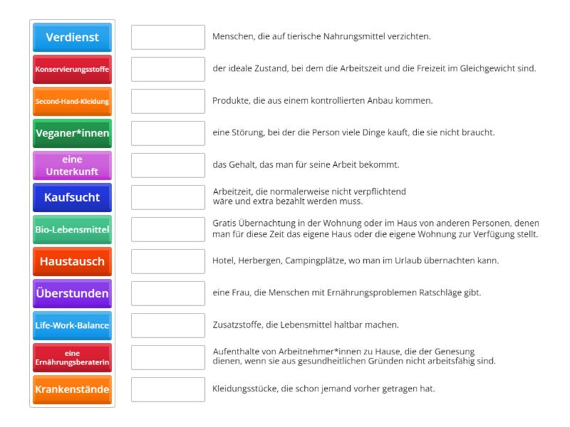 Definitionen Zuordnen - Match Up