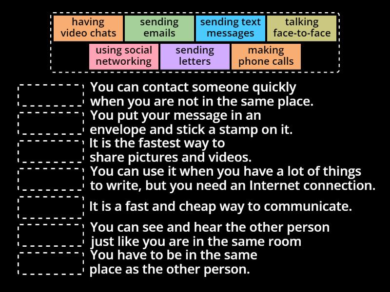 Means of communication. Grade 7 (Excel) Połącz w pary