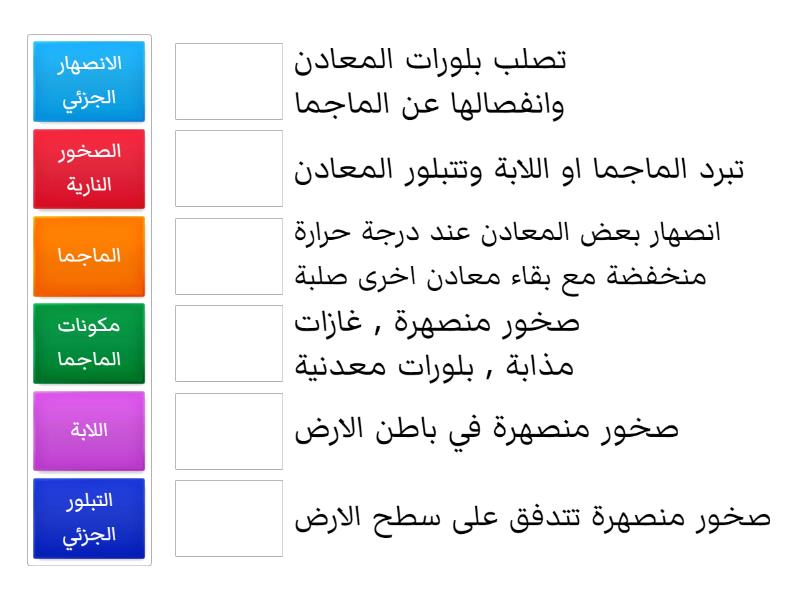 ما الصخور النارية ؟ - Match up