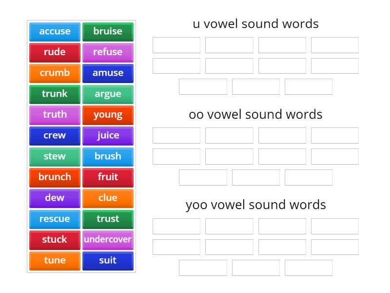 u yoo oo vowel sounds word sort - Group sort