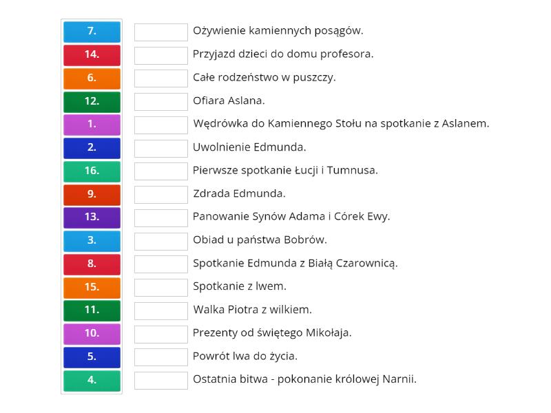 Krótki Plan Wydarzeń Tajemniczy Ogród "Opowieści z Narnii" - plan wydarzeń - Połącz w pary