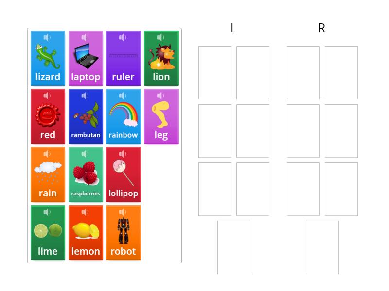 Beginning sounds of L and R - Group sort