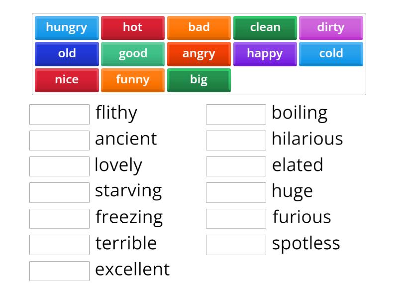 Extreme adjectives - Match up