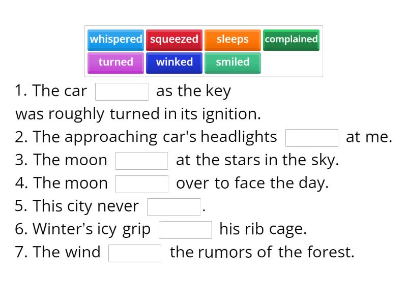 Personification - Complete the sentence