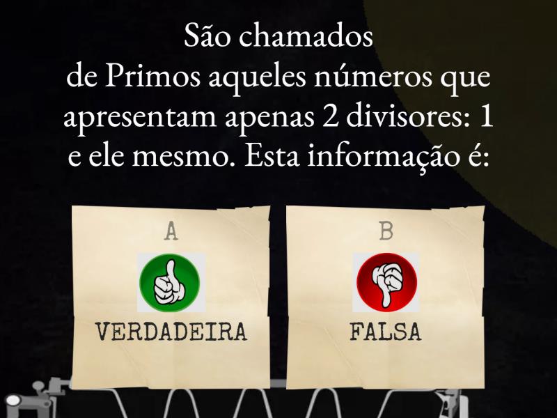 NÚMEROS PRIMOS 5° Ano - Quiz