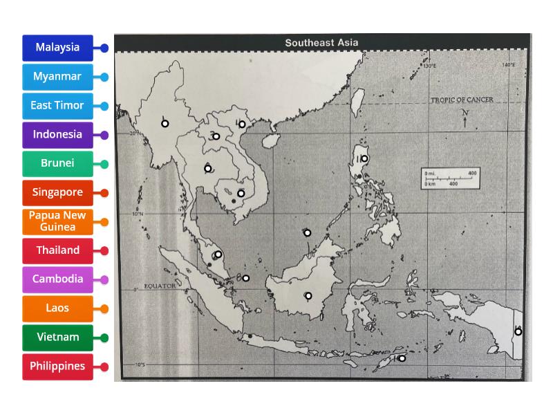 Southeast Asia Political Map - Labelled diagram