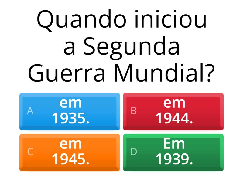Perguntas sobre a 2º Guerra Mundial - Quiz