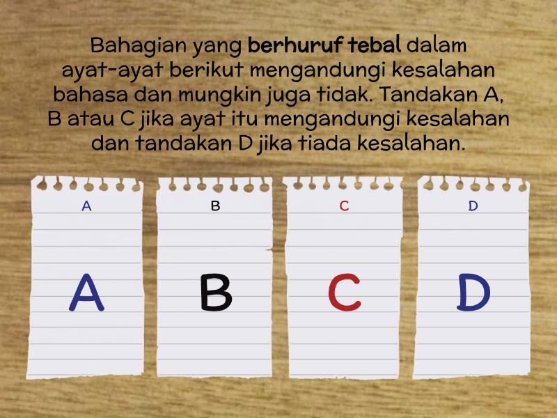 LATIH TUBI BAHASA MELAYU 1. - Quiz