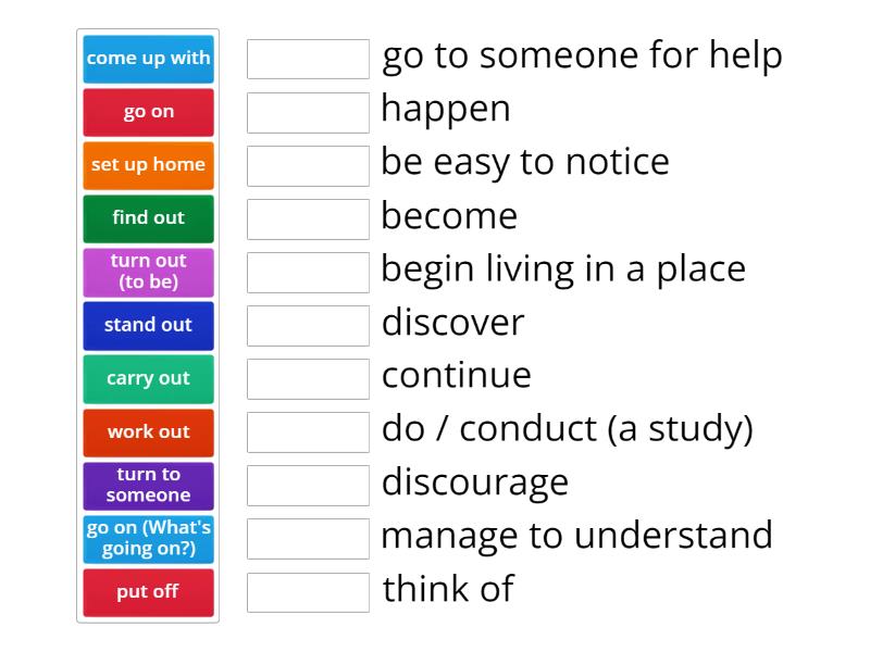 UNIT 2 Phrasal verbs - Match up