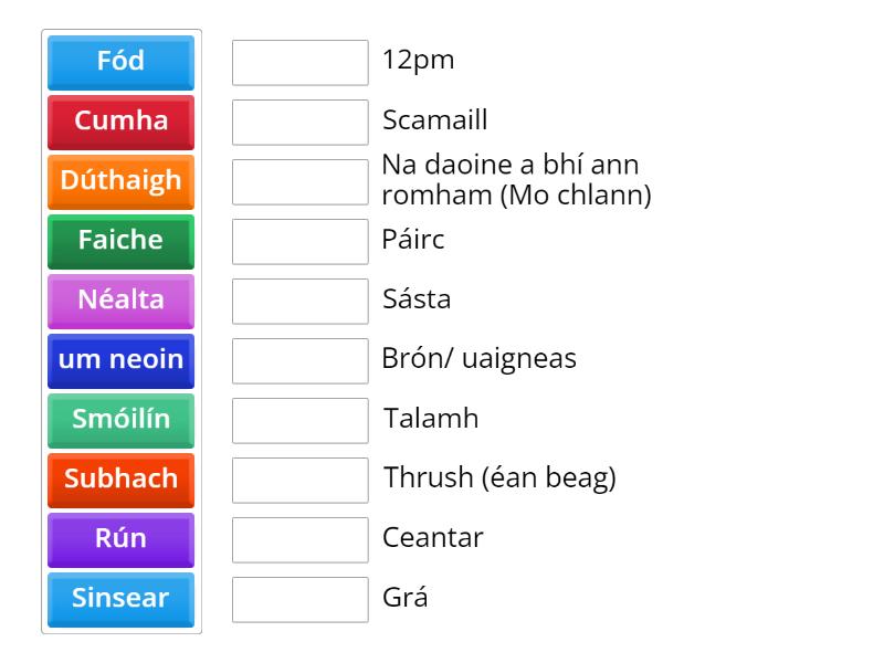 Beir Mo Dhúthracht- Eochairfhocail - Match Up