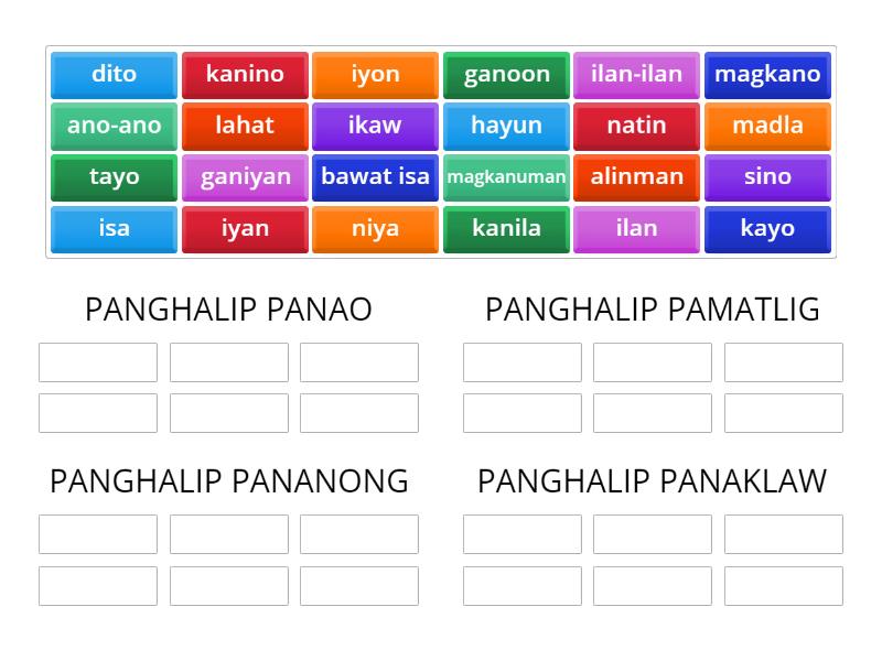 MGA URI NG PANGHALIP - Group sort