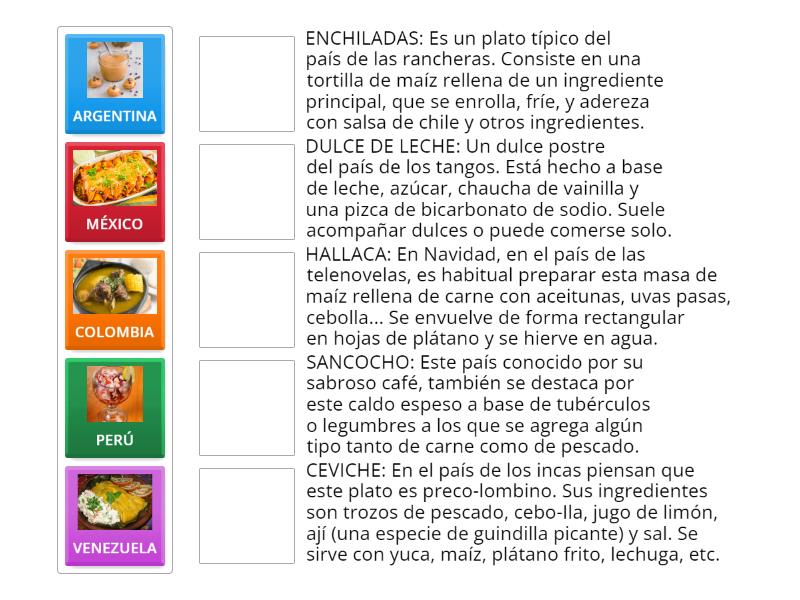 Platos sudamericanos - Match up