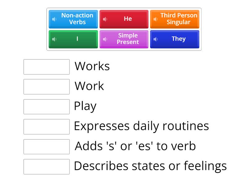 Match the Pairs: simple present - Match up