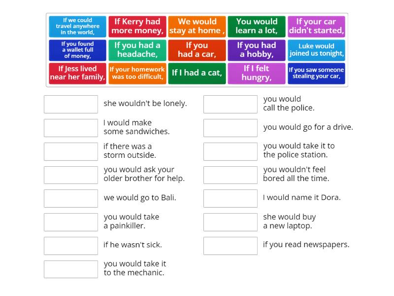 V2, Mix and match the 2nd conditional - Match up