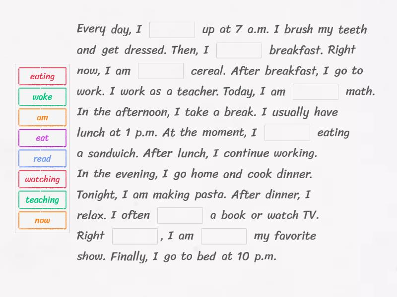 Present Simple and Present Continuous - Complete the sentence