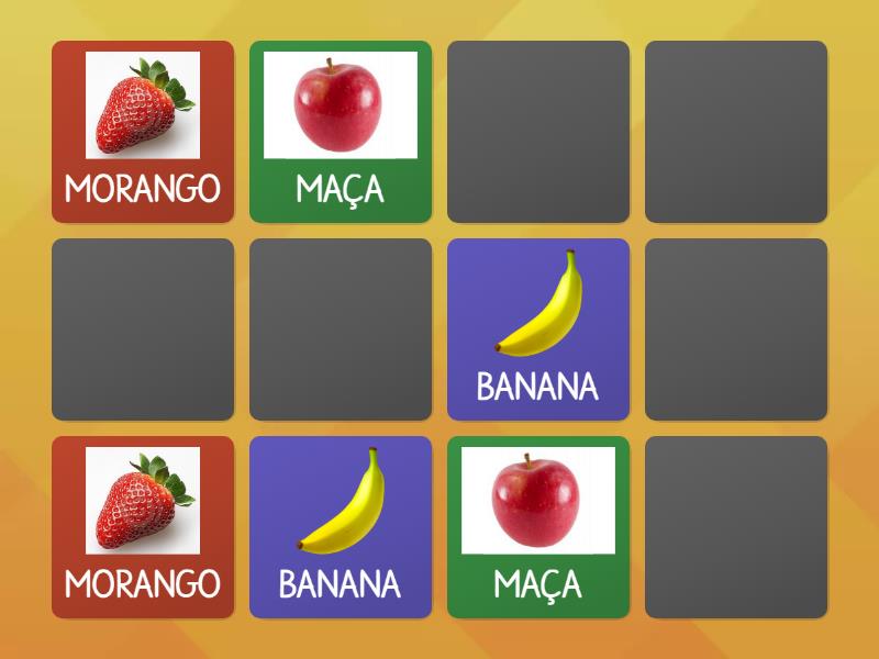 JOGO DA MEMÓRIA - ALIMENTAÇÃO SAUDÁVEL (FRUTAS) - Combine os pares