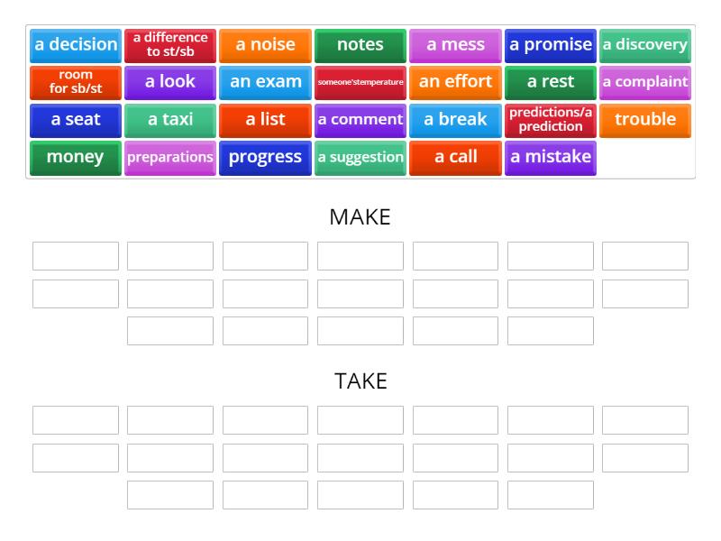 MAKE/ TAKE - Group sort