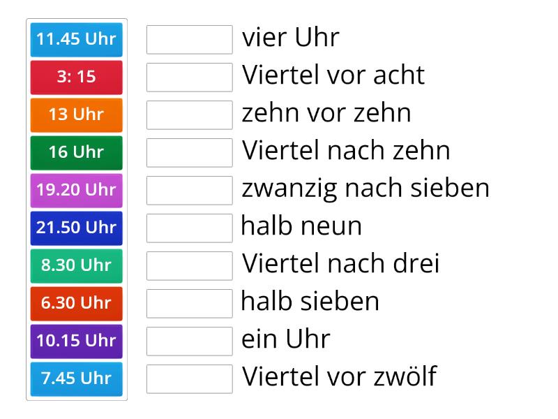 Uhrzeiten - Match up