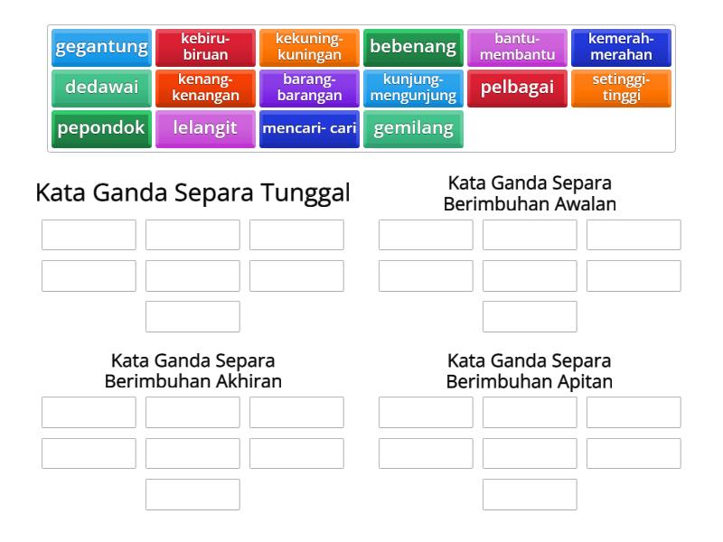 Kata Ganda Separa Tahun 5 Ordenar Por Grupo