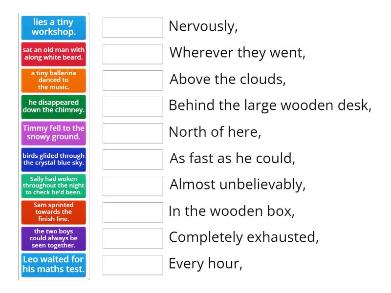 Fronted adverbials - Match up