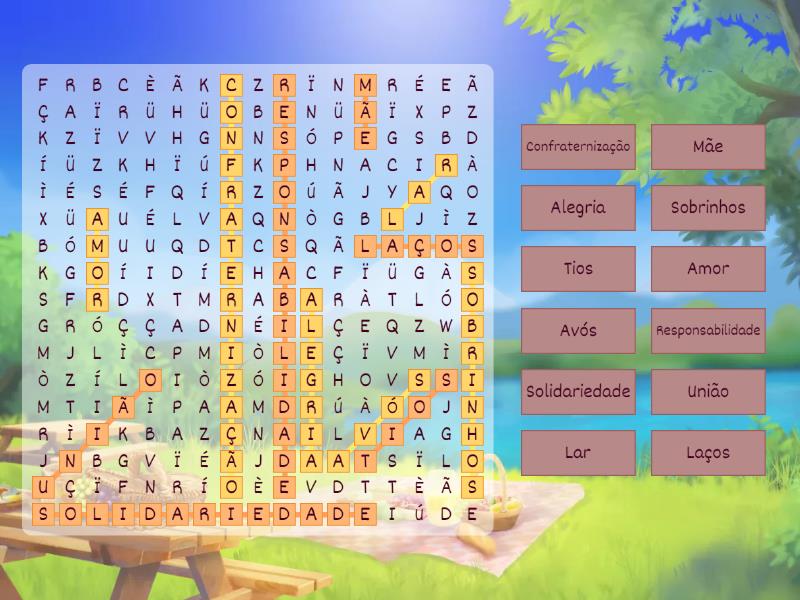 Família- palavras chaves - Wordsearch