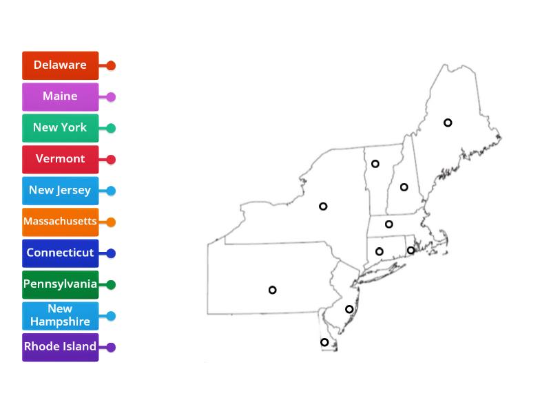 Northeast Region Map - Labelled diagram