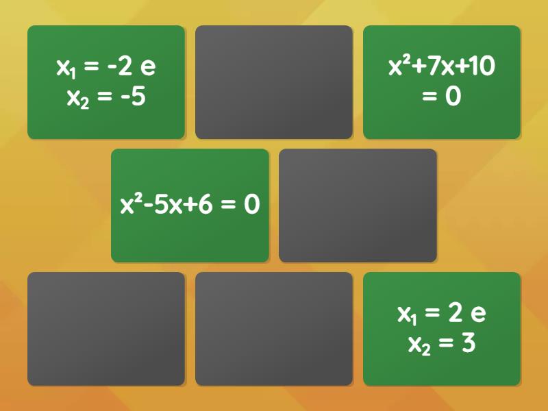 Jogo da Memória - Equações Quadráticas - Matching pairs