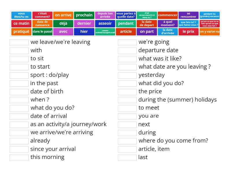 Role play phrases Une las parejas