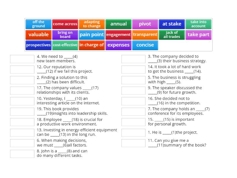 Unit 2 Words Match Up