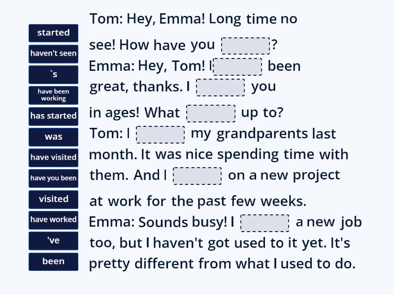 Dialogues practice - Complete the sentence