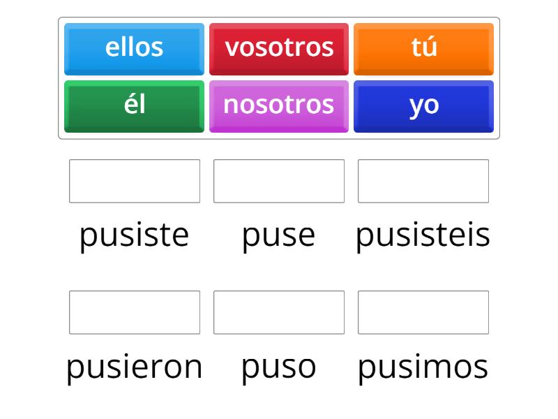 poner pret. indefinido - Match up