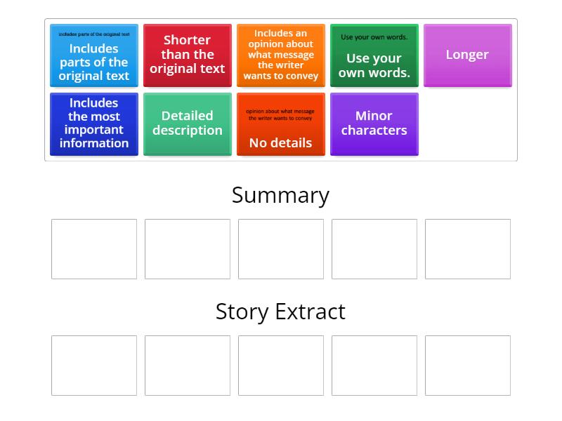 Summary VS. Story Extract - Group sort
