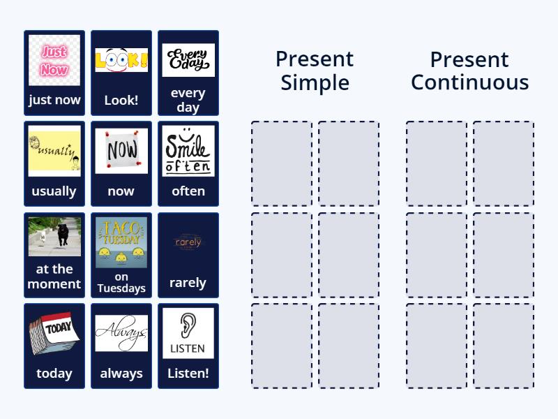 0.1 - Present Simple or Present Continuous - Group sort