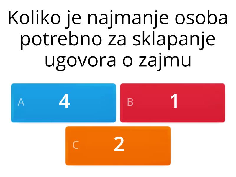 Ugovor o zajmu - Quiz