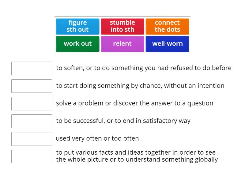 Match The Words To The Definitions - Match Up