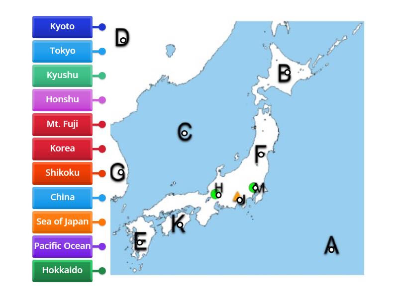 Map of Japan - Labelled diagram