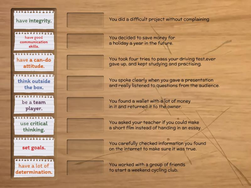 BP B1 Unit 1 vocabulary - Match up