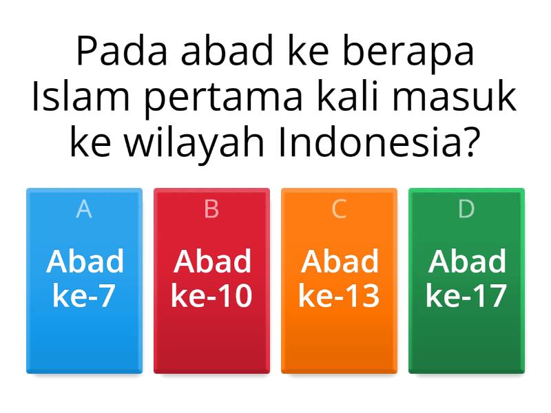 Awal Masuknya Islam Di Indonesia - Quiz